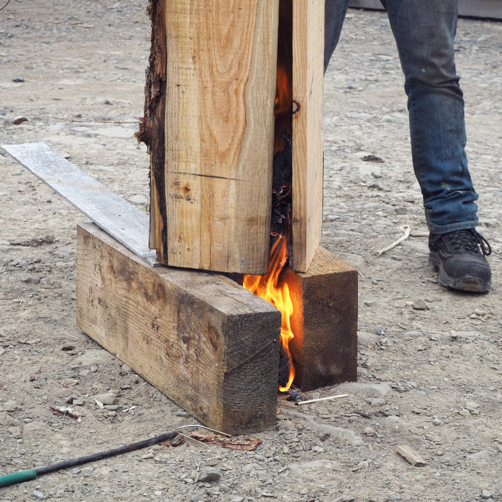 Preparing the Yakisugi flue