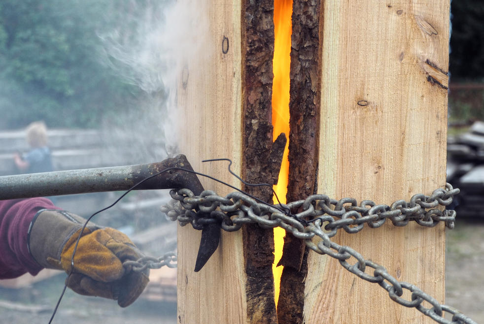 Preparing the Yakisugi flue