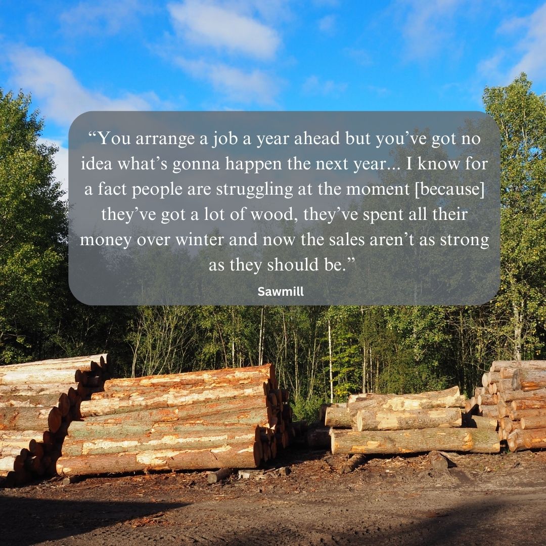Timber stack with quote overlaid