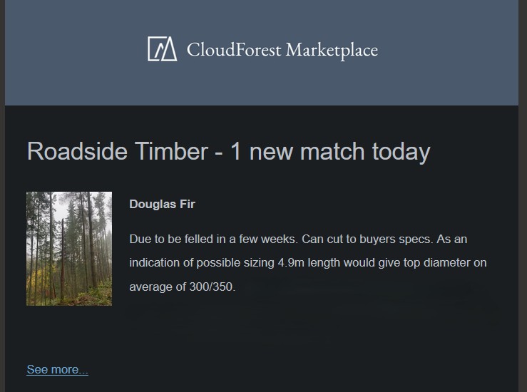 CloudForest screenshot timber alert